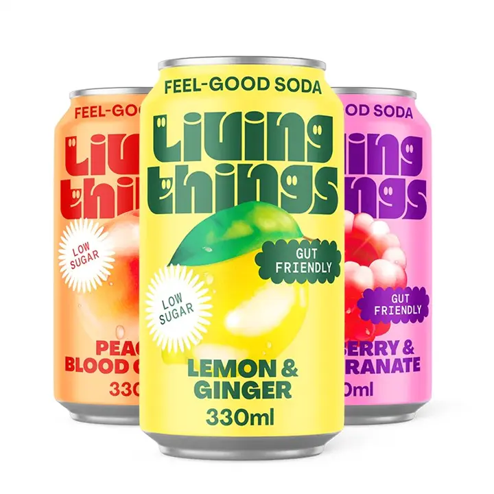 Living Things - Living Things Prebiotic Soda 12x330ml - Raspberry & Pomegranate Soda - product photo