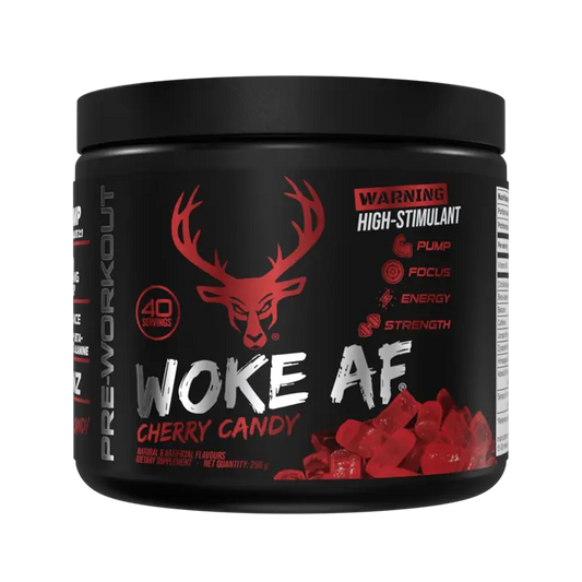 Bucked Up - Bucked Up Woke AF - Pre Workout 260g - Cherry Hard Candy - product photo