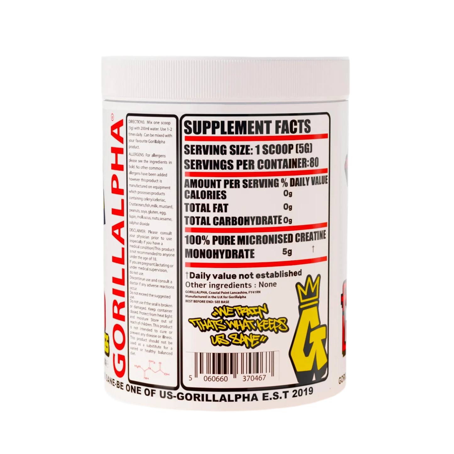 Gorillalpha Creatine 400g (Unflavoured)