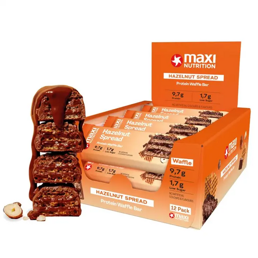 MaxiNutrition - MaxiNutrition Protein Waffle Bar 12x40g - Hazelnut Spread - product photo